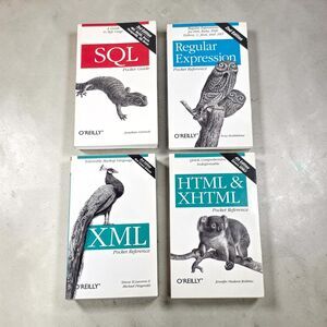 O'Reilly Pocket Reference Book Lot 4 SQL XML HTML XHTML Regex Programming Guide